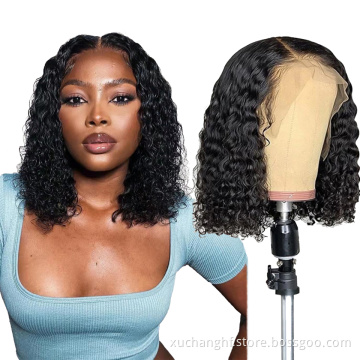 Human hair lace front wig Factory price Wholesale Cuticle Aligned Unprocessed 13*4&4*4 brazilian hair water wave kinky curly